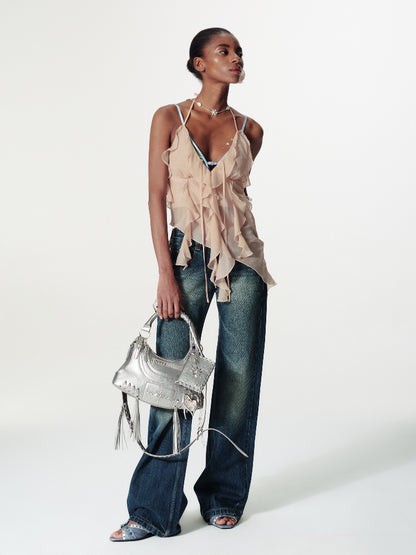 V-Neck Irregular Ruffled Cami