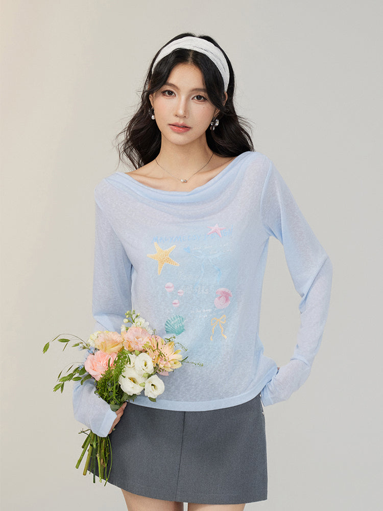 Pile Collar Lace Fake Two-piece Sunscreen T-shirt