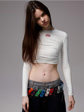 Ruched Long Sleeve Cropped T-shirt - CHINASQUAD