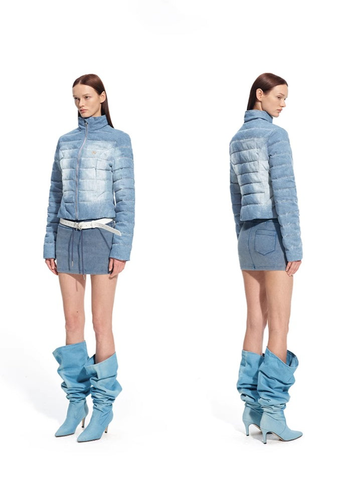 &quot;Caracal Series&quot; Washed Denim Twill Down Jacket