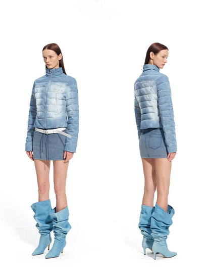 &quot;Caracal Series&quot; Washed Denim Twill Down Jacket