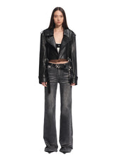 "Djembe Series" 100% Water-stained Lambskin Cropped Jacket - CHINASQUAD