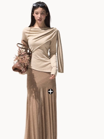 Draped Wrap-Neck Slim-Fit Knit Base Layer