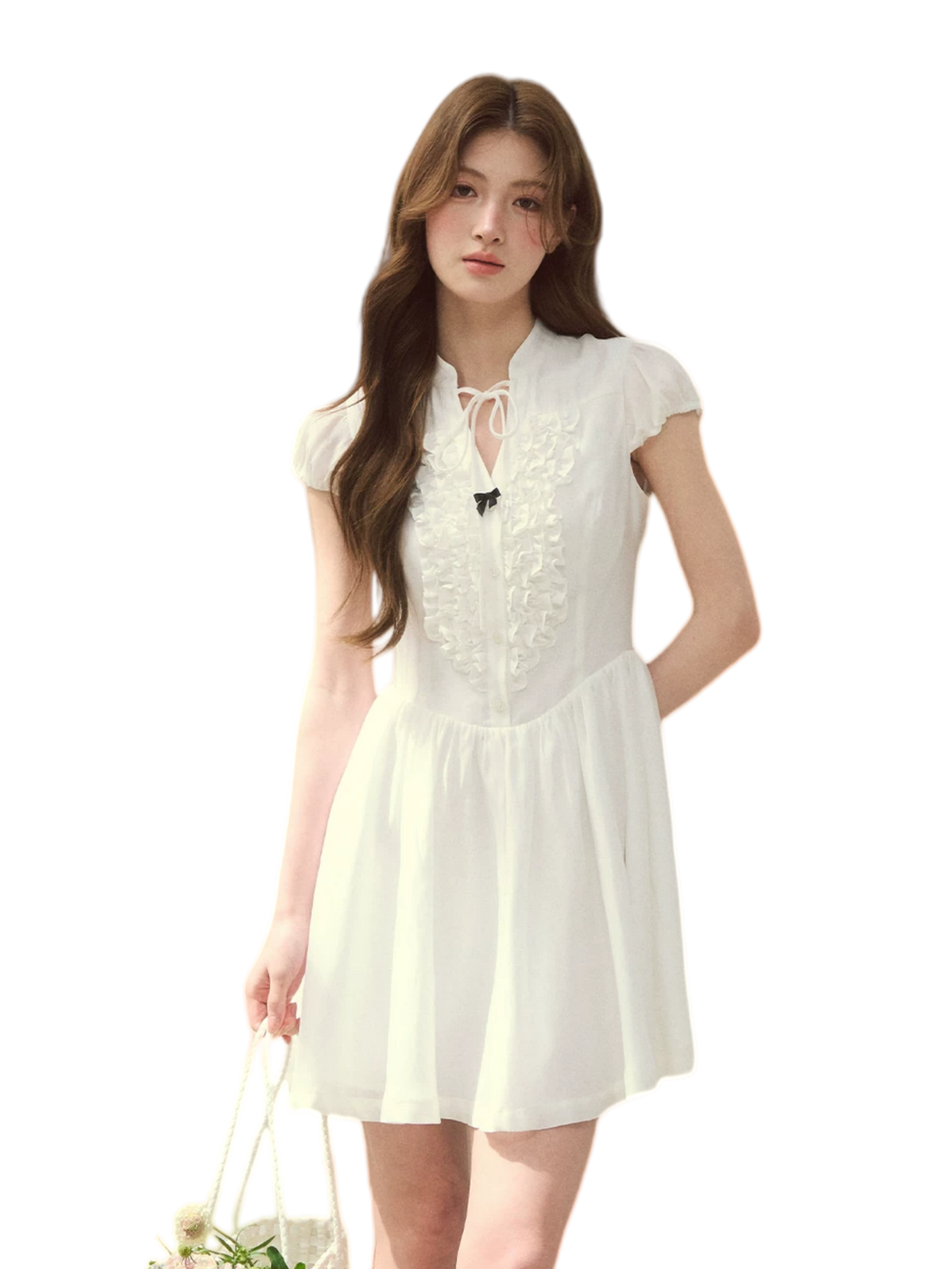 Acetate Ruffle Midi Dress