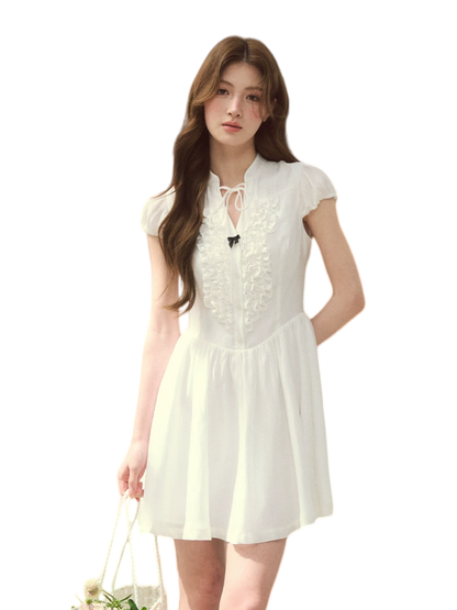Acetate Ruffle Midi Dress