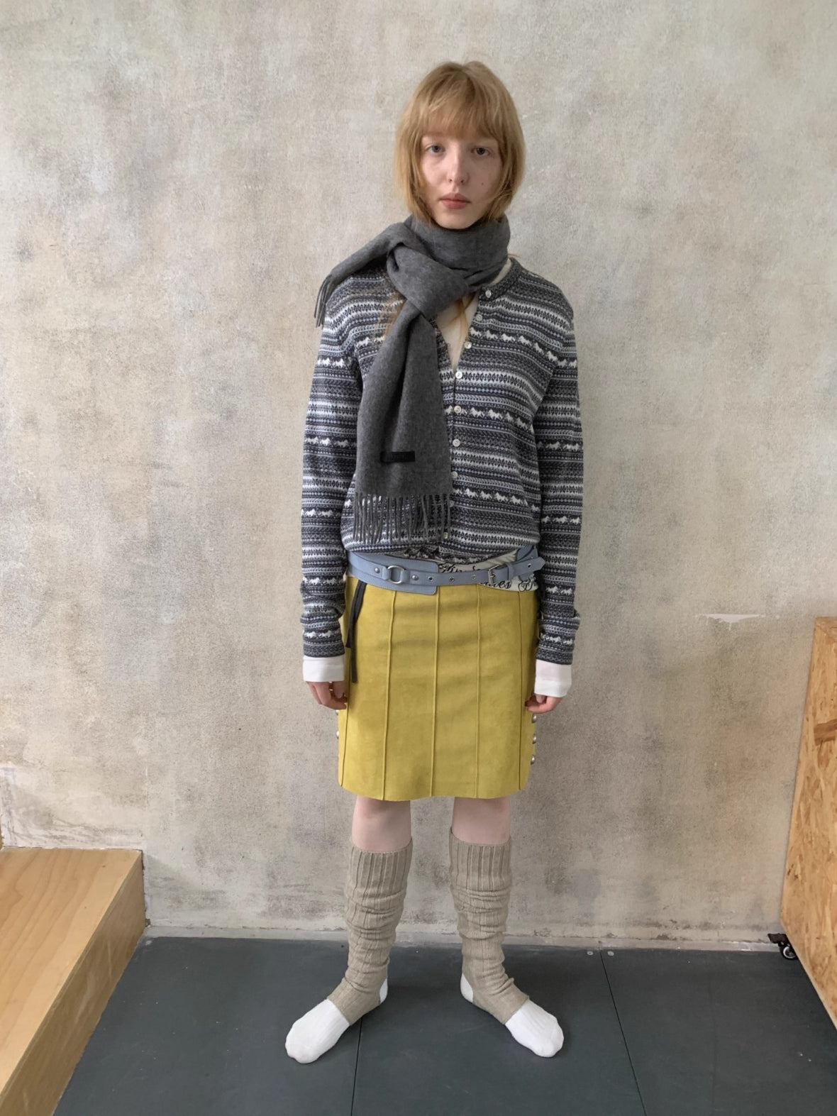 Fair Isle Pony Jacquard Drawstring Knit Cardigan