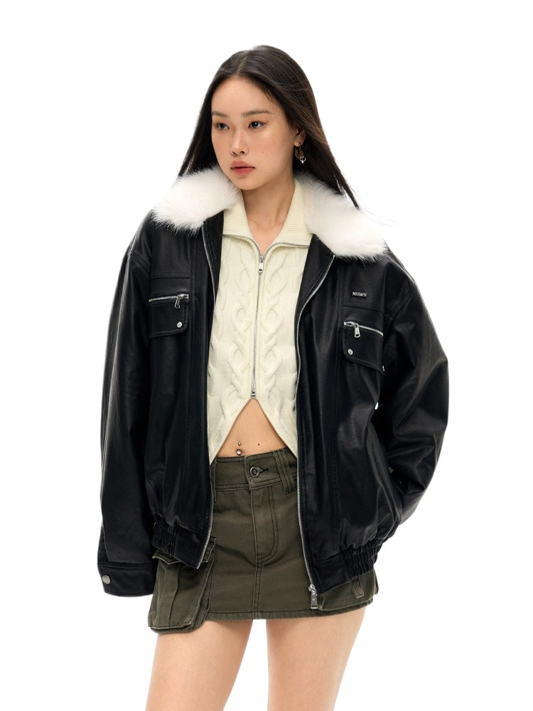 Vintage Silhouette Shearling Leather Jacket 