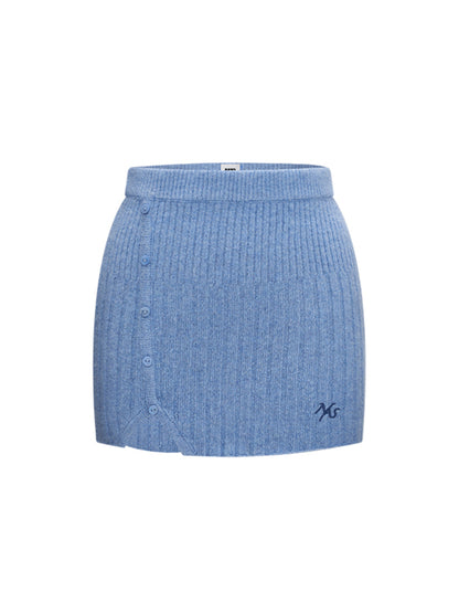 Iris Blue Knitted Bodycon Mini Skirt