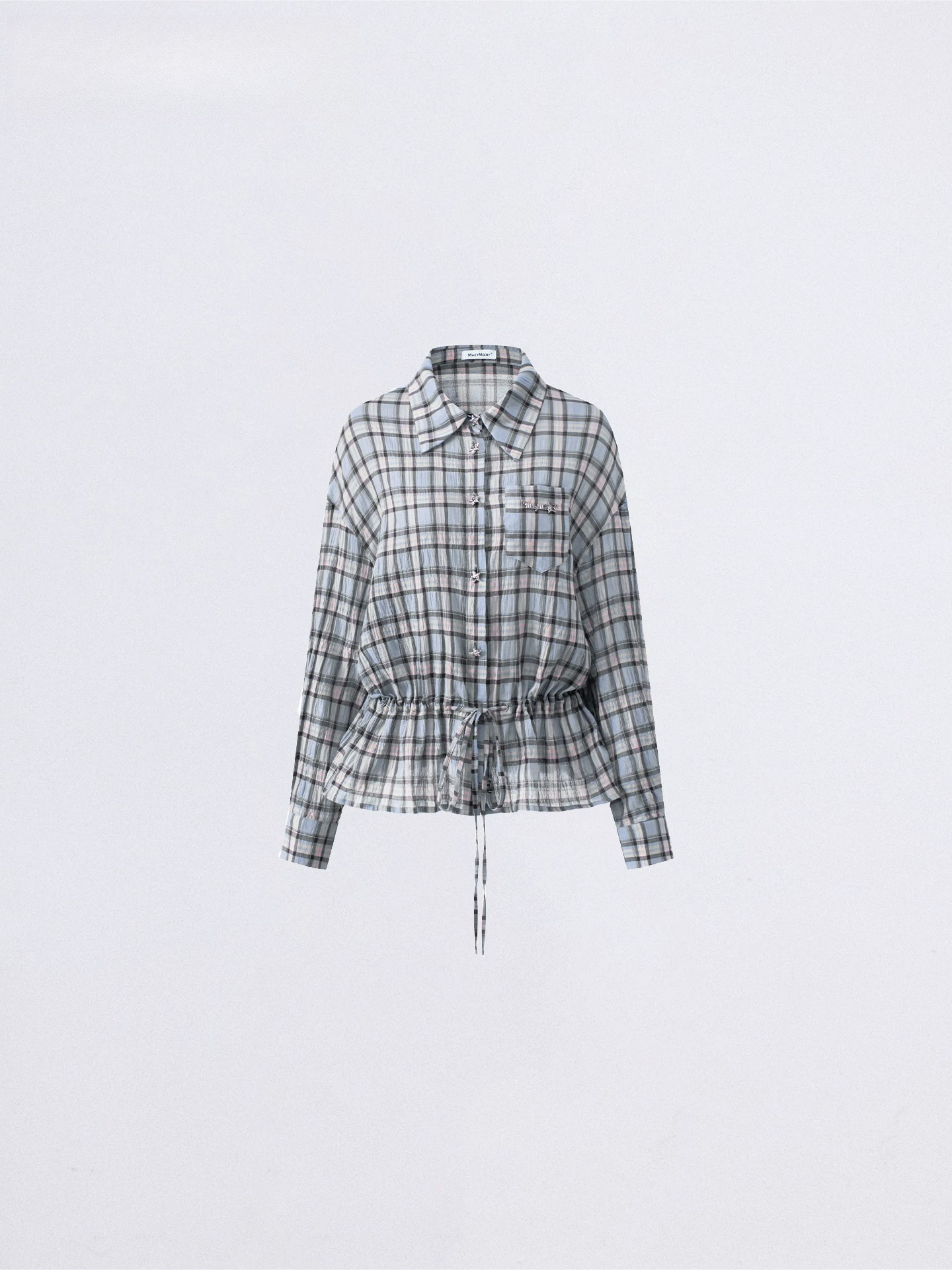 Vintage Plaid Drawstring Shirt