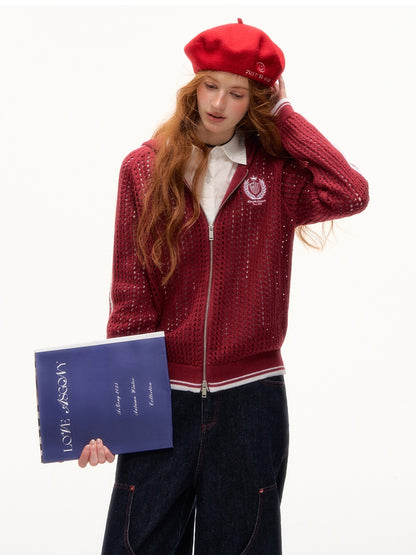 Varsity Embroidered Knit Hoodie