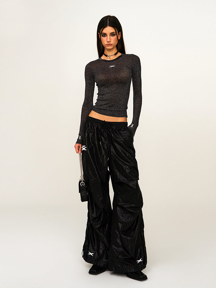 Embroidered Ultra-Light Wide-Leg Workout Pants - CHINASQUAD