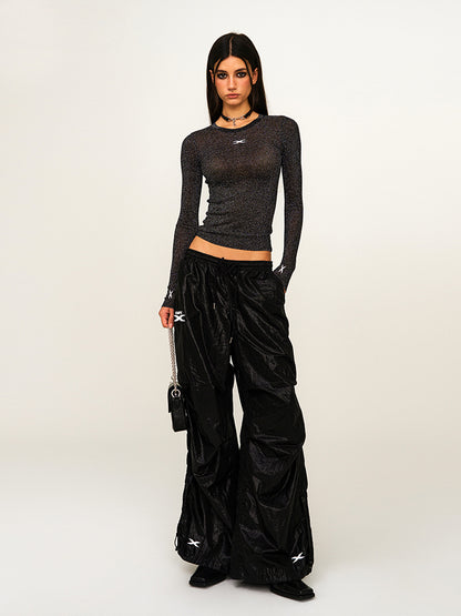 Embroidered Ultra-Light Wide-Leg Workout Pants - CHINASQUAD