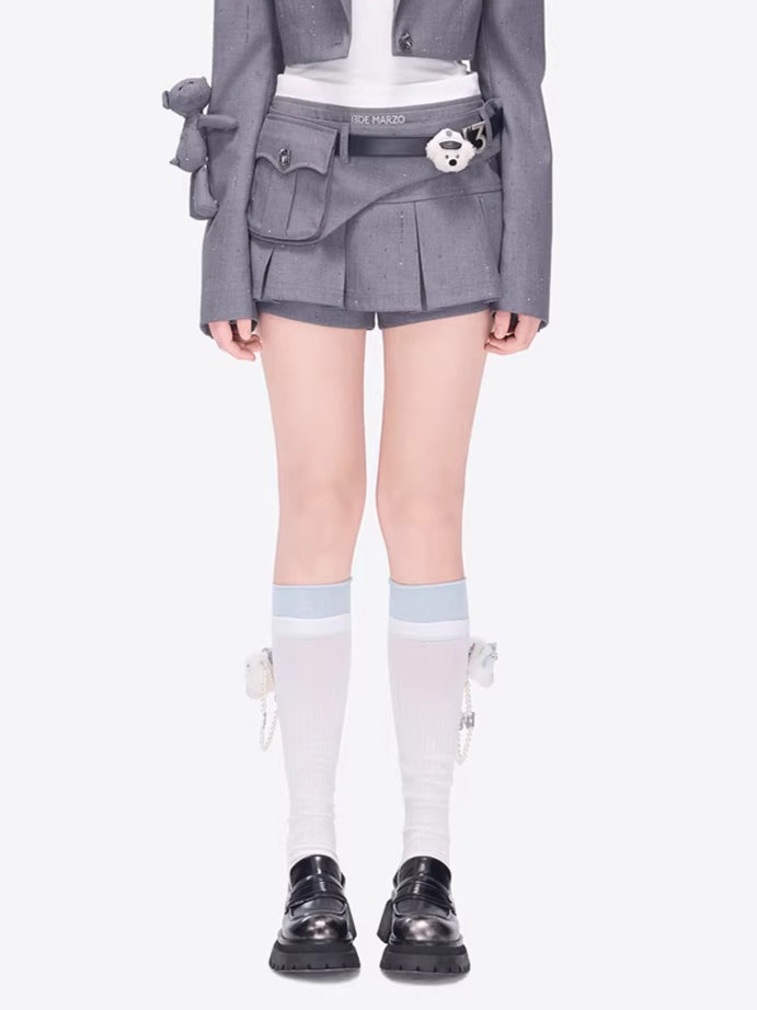 Pocketed Tailored Pleated Mini Skirt