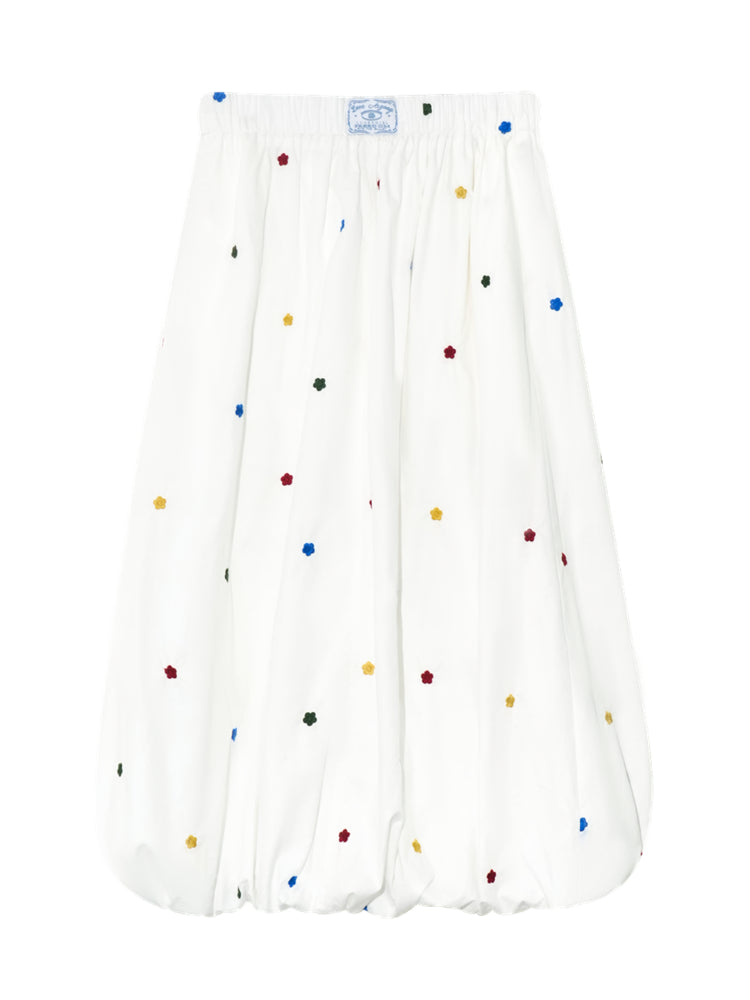 White Heavy-duty Floral Embroidered Midi Skirt Set - CHINASQUAD
