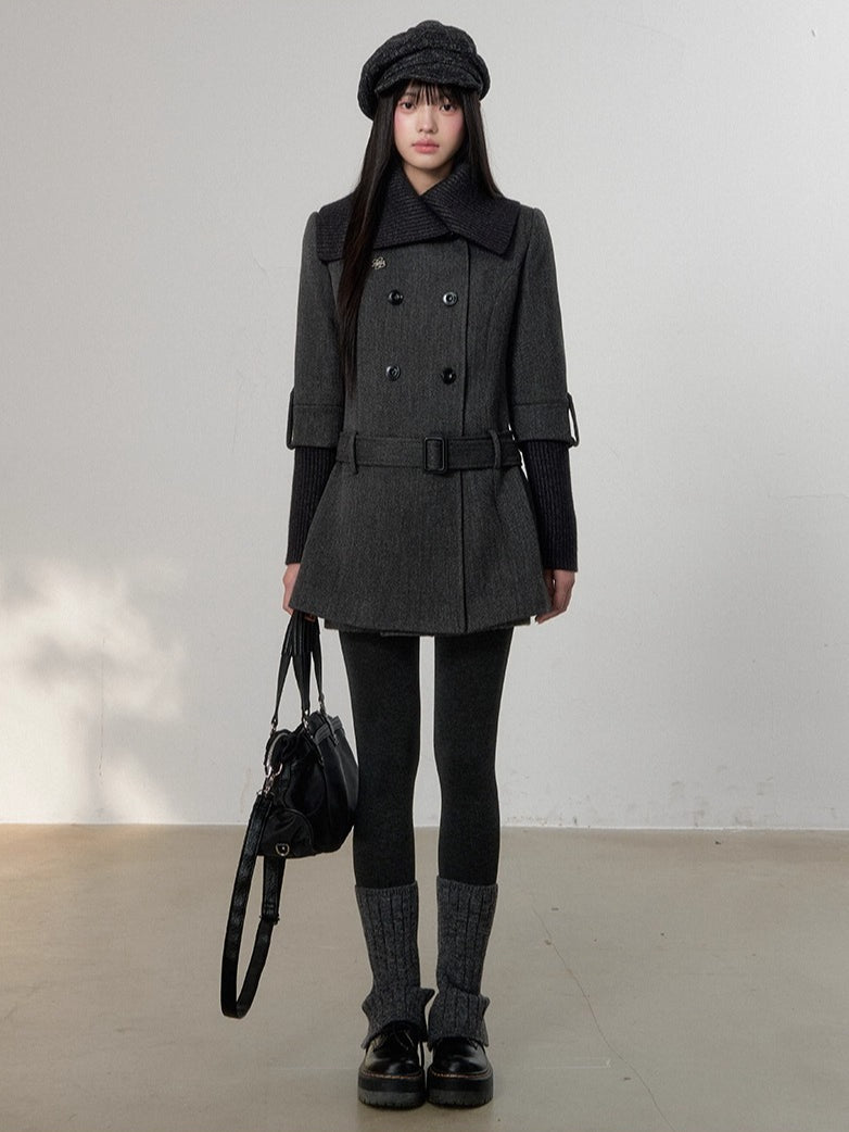 Grey Tailored Wool-Blend Long Dress