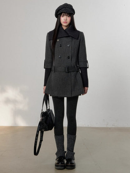 Grey Tailored Wool-Blend Long Dress