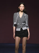 Contrast Stripe Halter Camisole Tank Top & Cardigan Set - CHINASQUAD