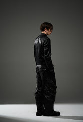 Black Slim Fit Leather Jacket - CHINASQUAD