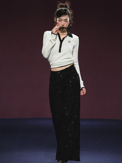 Ribbon Polo Tie-Up Sweater &amp; Shorts Set - CHINASQUAD