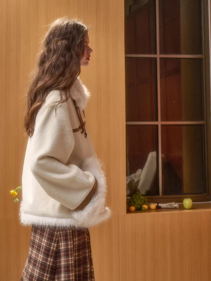 Wool-Blend Shearling-Style Oversized Jacket