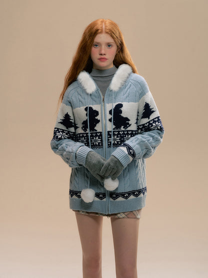 Rabbit Hoodie Sweater Coat