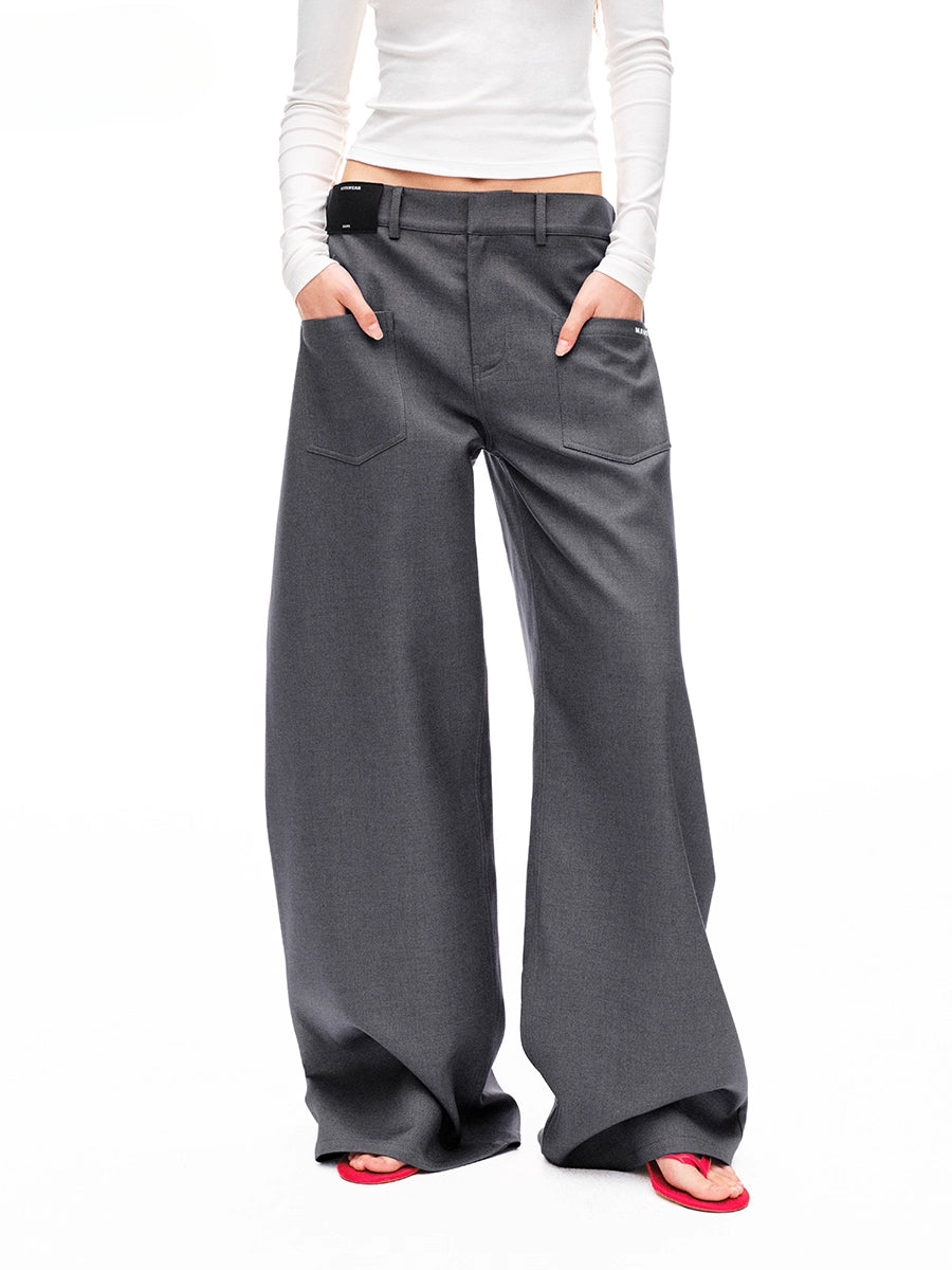 Fold-structured Loose Wide-leg Casual Pants