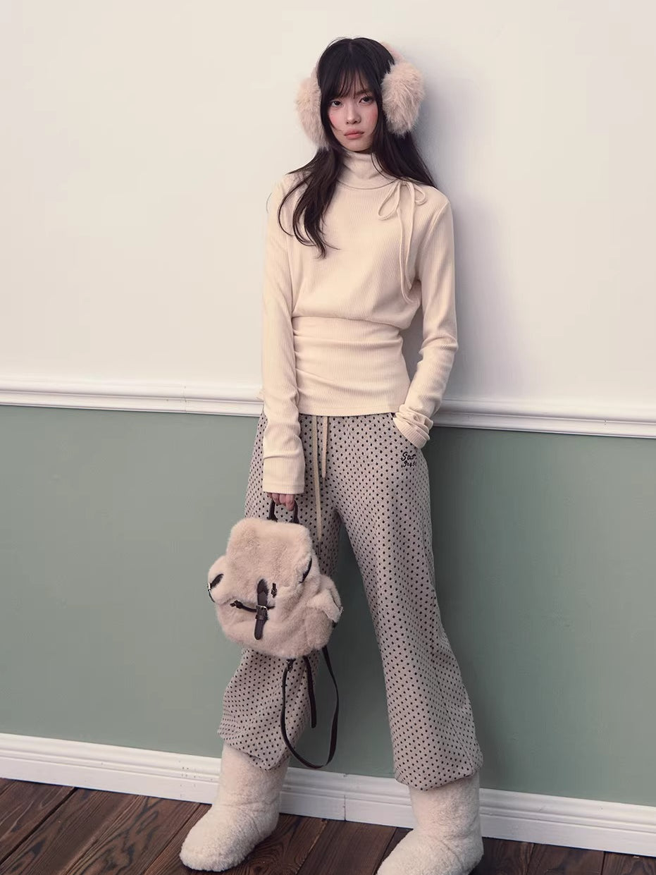 Polka Dot High-Waist Wide-Leg Pants