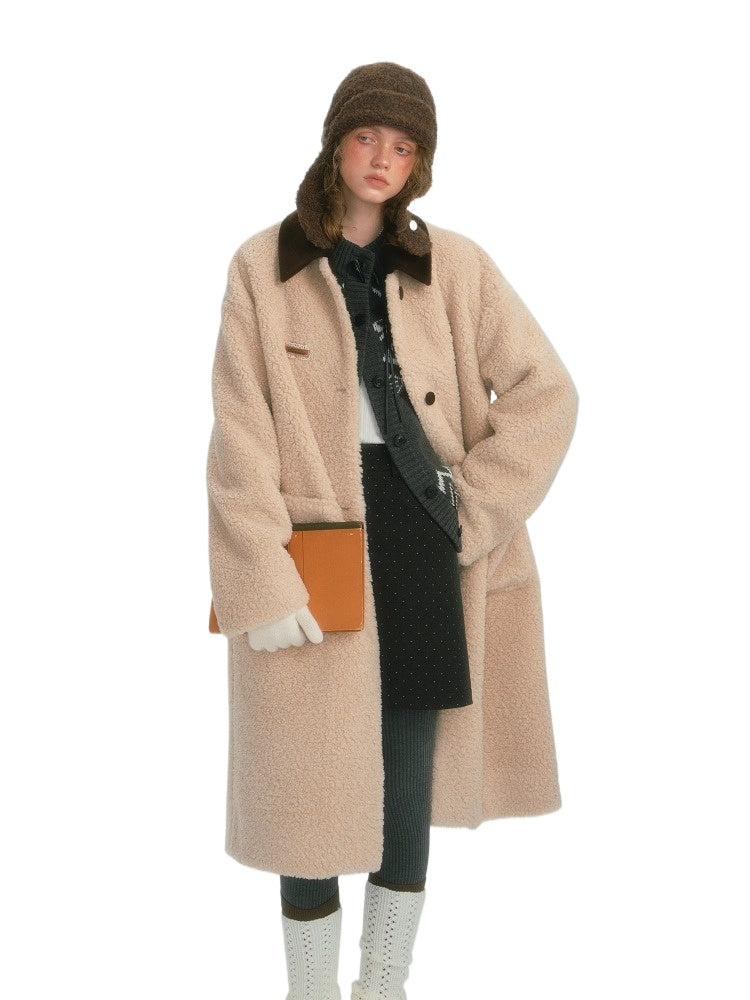 Contrast Collar Sherpa Long Coat