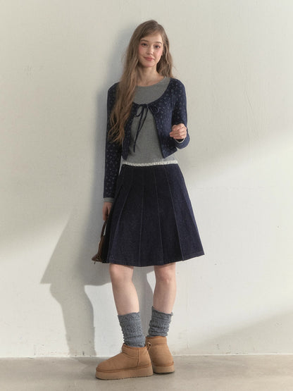 Striped &amp; Floral Design Layered Contrast Blouse