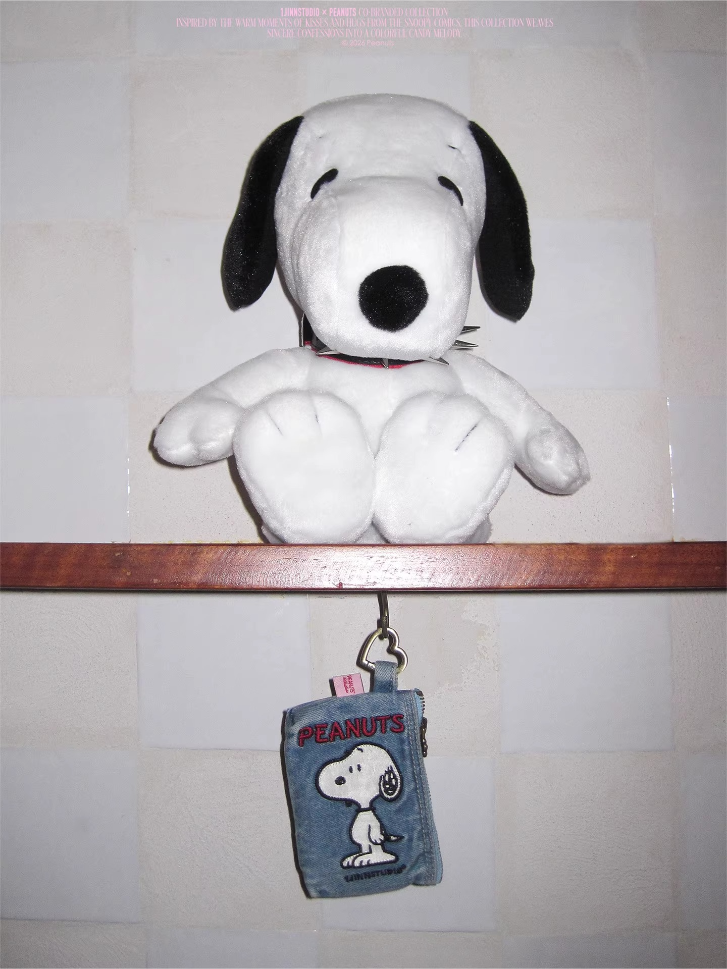 Snoopy Embroidered Denim Mini Coin Pouch