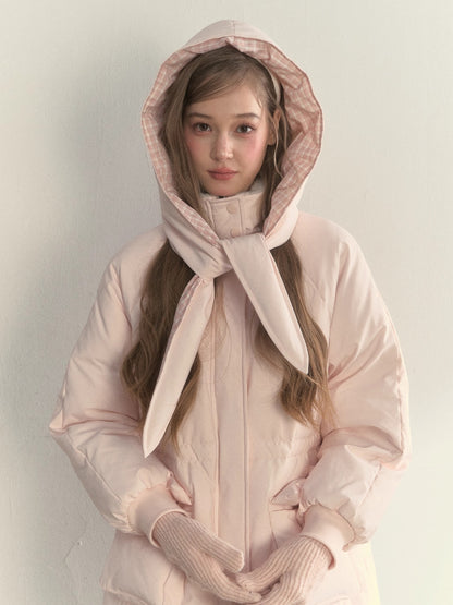 Blush Scarf-Hood Down Coat