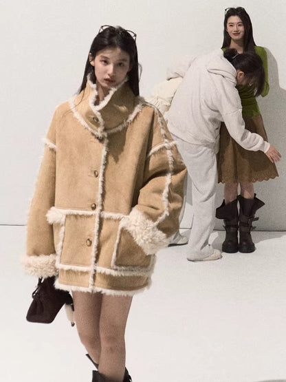 Faux Shearling Suede Jacket &amp; Vest