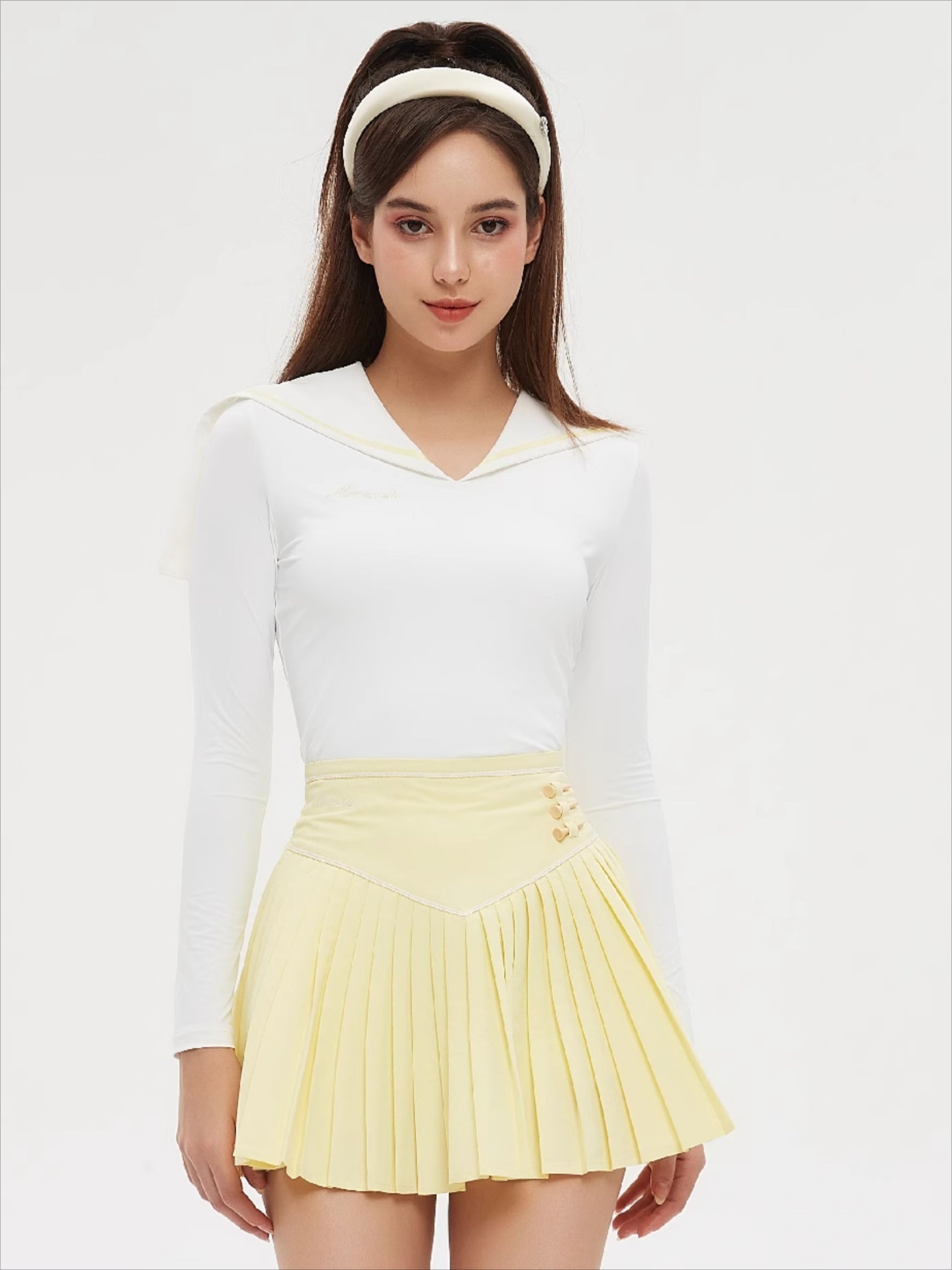 Golf Sailor Collar Shirt &amp; Skirt Set