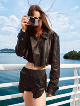 "Djembe Series" 100% Water-stained Lambskin Cropped Jacket - CHINASQUAD