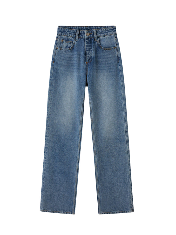 Vintage Mid-Waist Straight-Leg Button-Fly Jeans