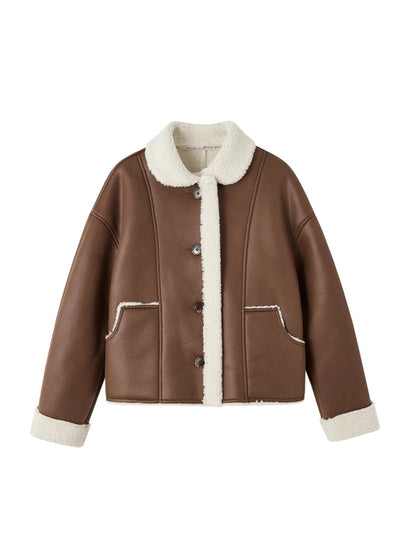 Collar Shearling Crop Jacket