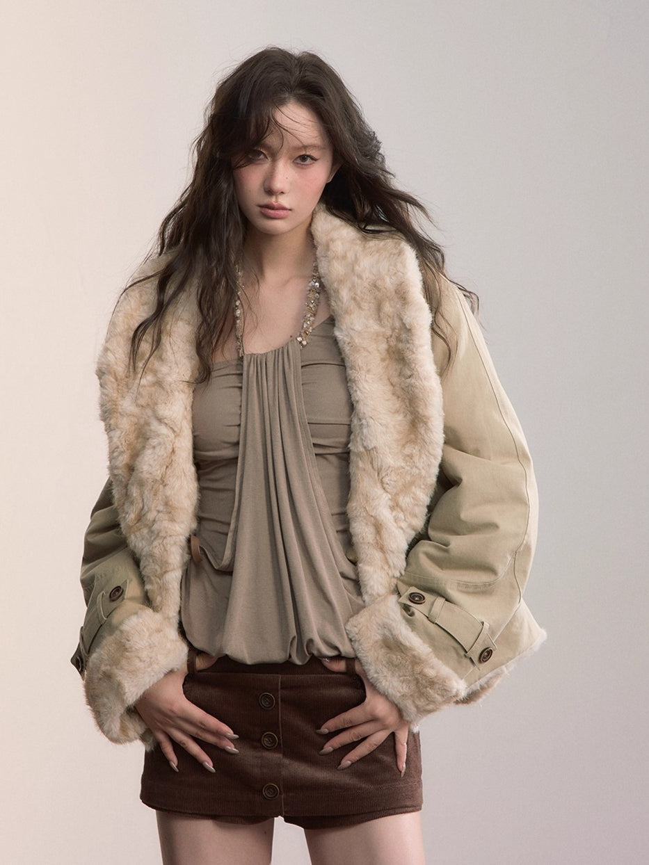 Reversible Faux Fur Toggle Jacket