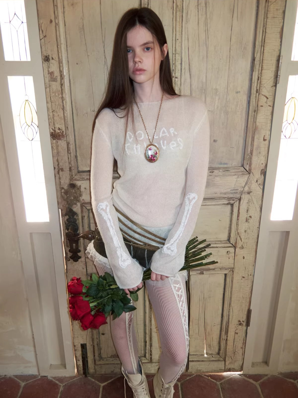 Mohair Sequin Sheer Knit Base Layer