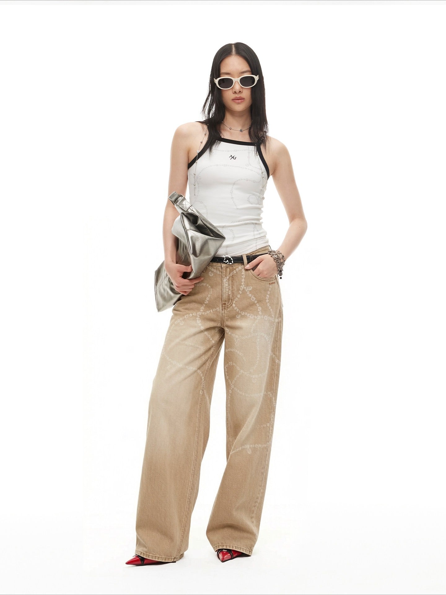 Beverly Washed Wide-Leg Denim Trousers