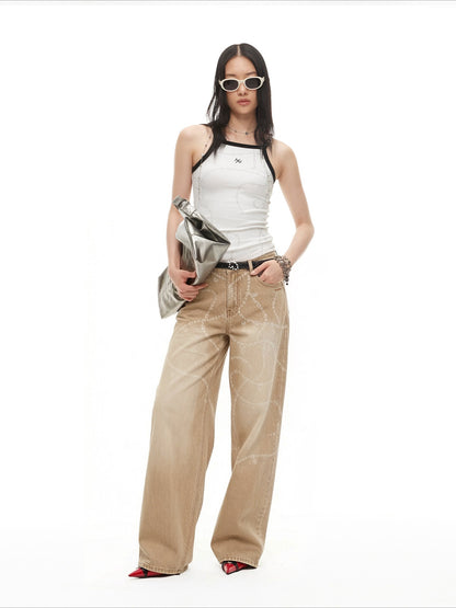 Beverly Washed Wide-Leg Denim Trousers