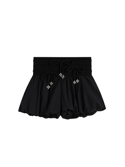 High-Waisted Bow Pantskirt In Black
