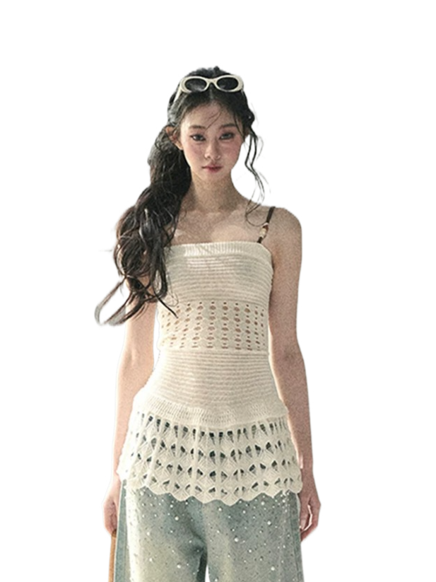 “The Space Between” Open-Shoulder Knit Camisole