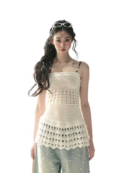 “The Space Between” Open-Shoulder Knit Camisole