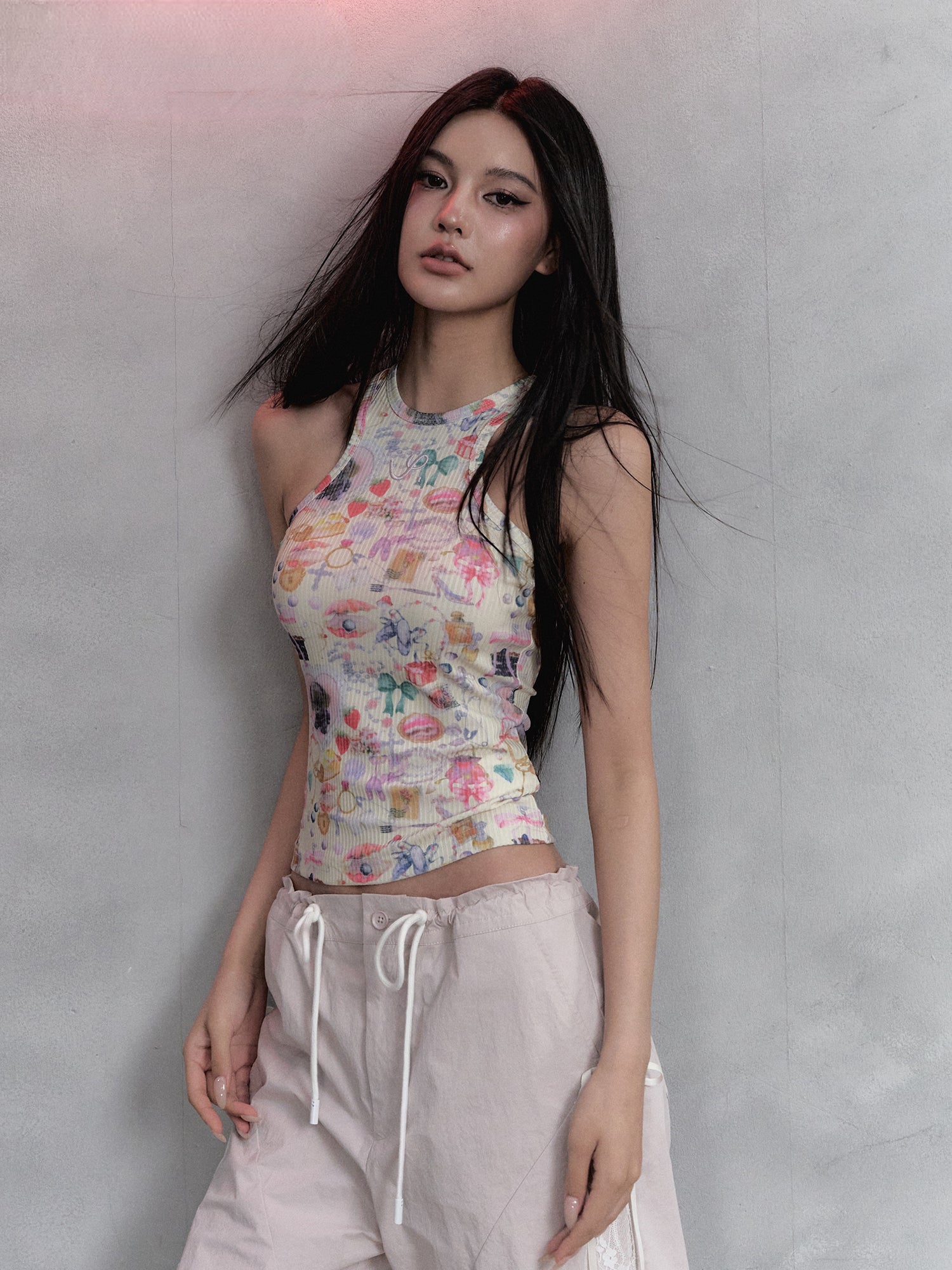 Miscellaneous Items Print &amp; Puppy Print Slim-fit Camisole