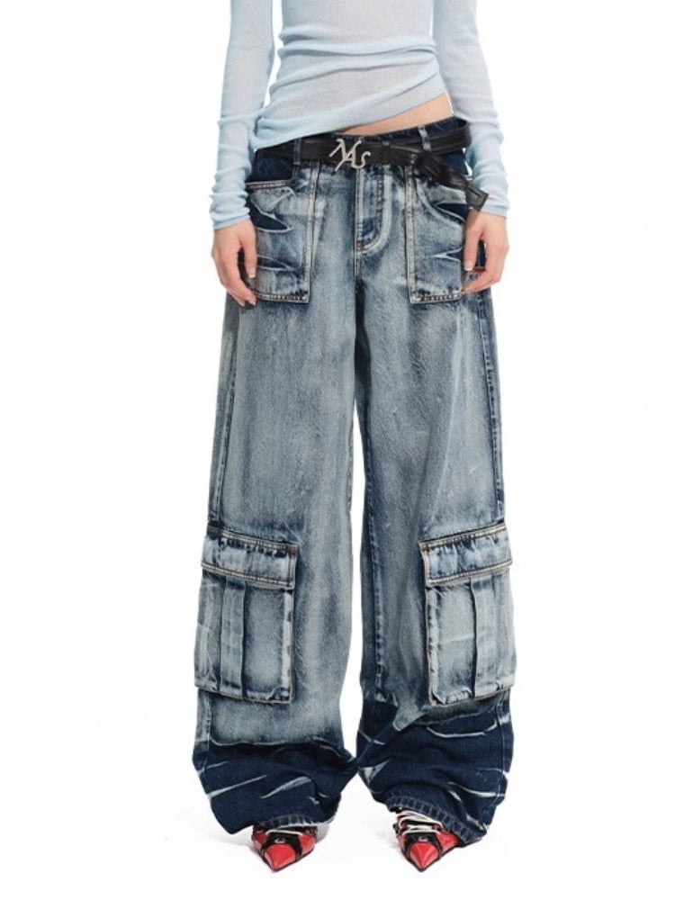 &quot;Feria Series&quot; Volcano Denim Loose Wide-leg Jeans
