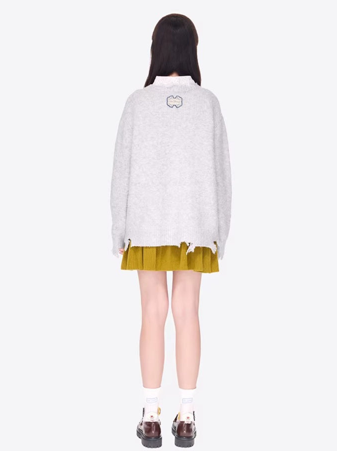 Illustrated Crewneck Knit Sweater