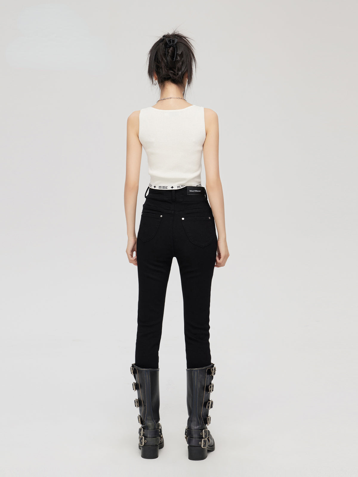 (Final Sale) Black High-Waisted Skinny Jeans - CHINASQUAD