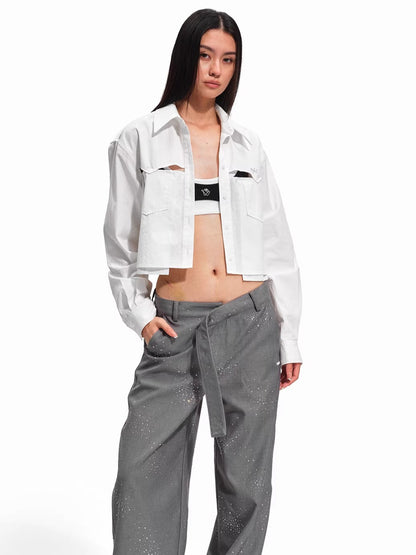 Hyde Lyocell-Cotton Cutout Cropped Shirt
