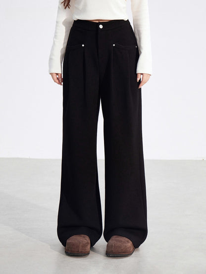 Chenille Fleece-Lined Wide-Leg Pants