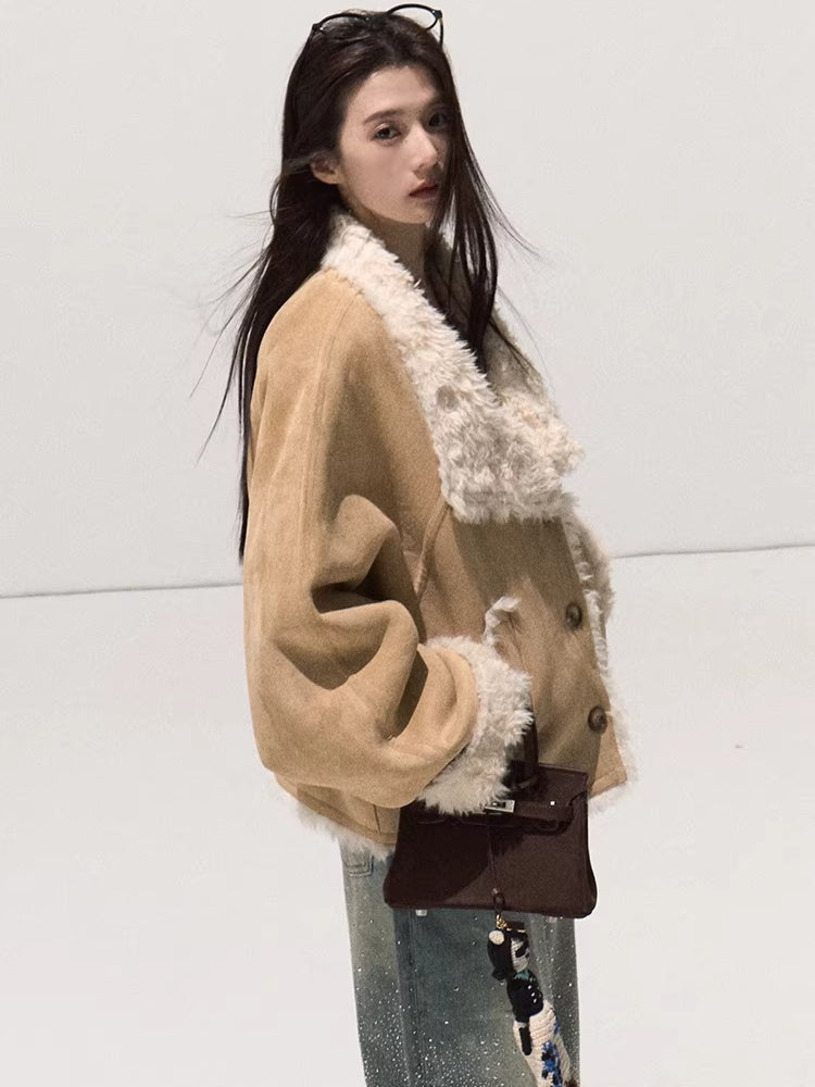 Faux Shearling Suede Jacket &amp; Vest